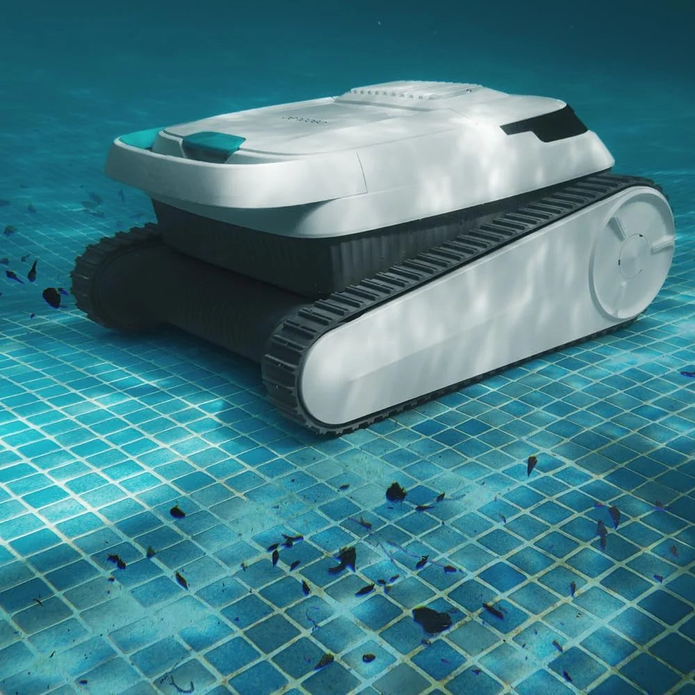 Robot do czyszczenia basenów Cecotec do dna, ścian i linii wodnej Conga Pooldroid 5000 TotalClean Pearl. Powierzchnia 100m2, maks. nachylenie 90º, czyszczenie uporządkowane, autonomia 100min, pojemność 4L