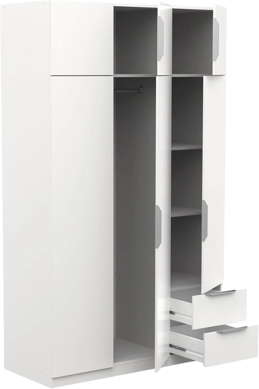 Miroytengo Szafa Ghost Duża 6 Drzwi i 2 Szuflady Kolor Biały Matowy 203x119 cm