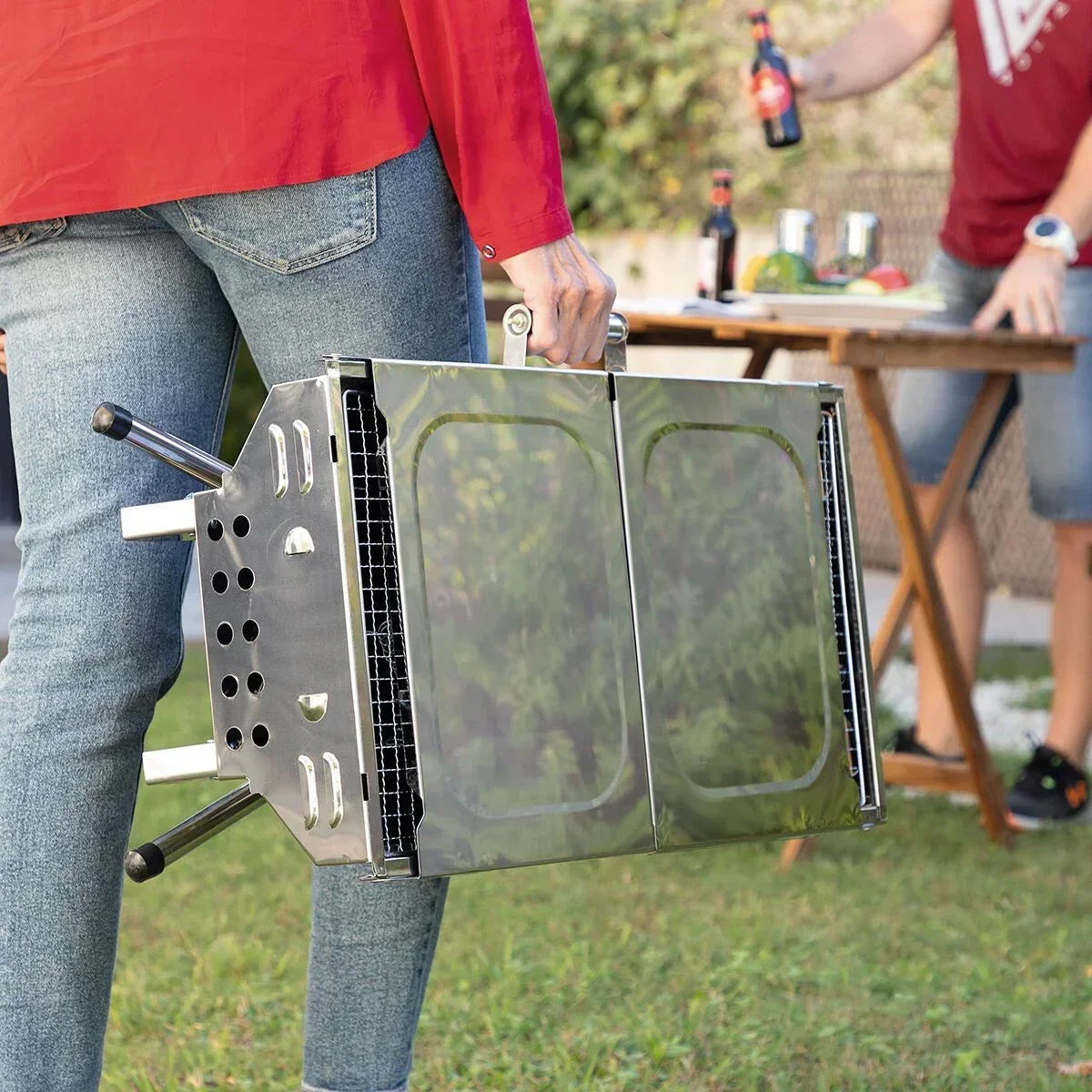 Składany Grill Węglowy Ze Stali Nierdzewnej Innovagoods Stal Nierdzewna Stal
