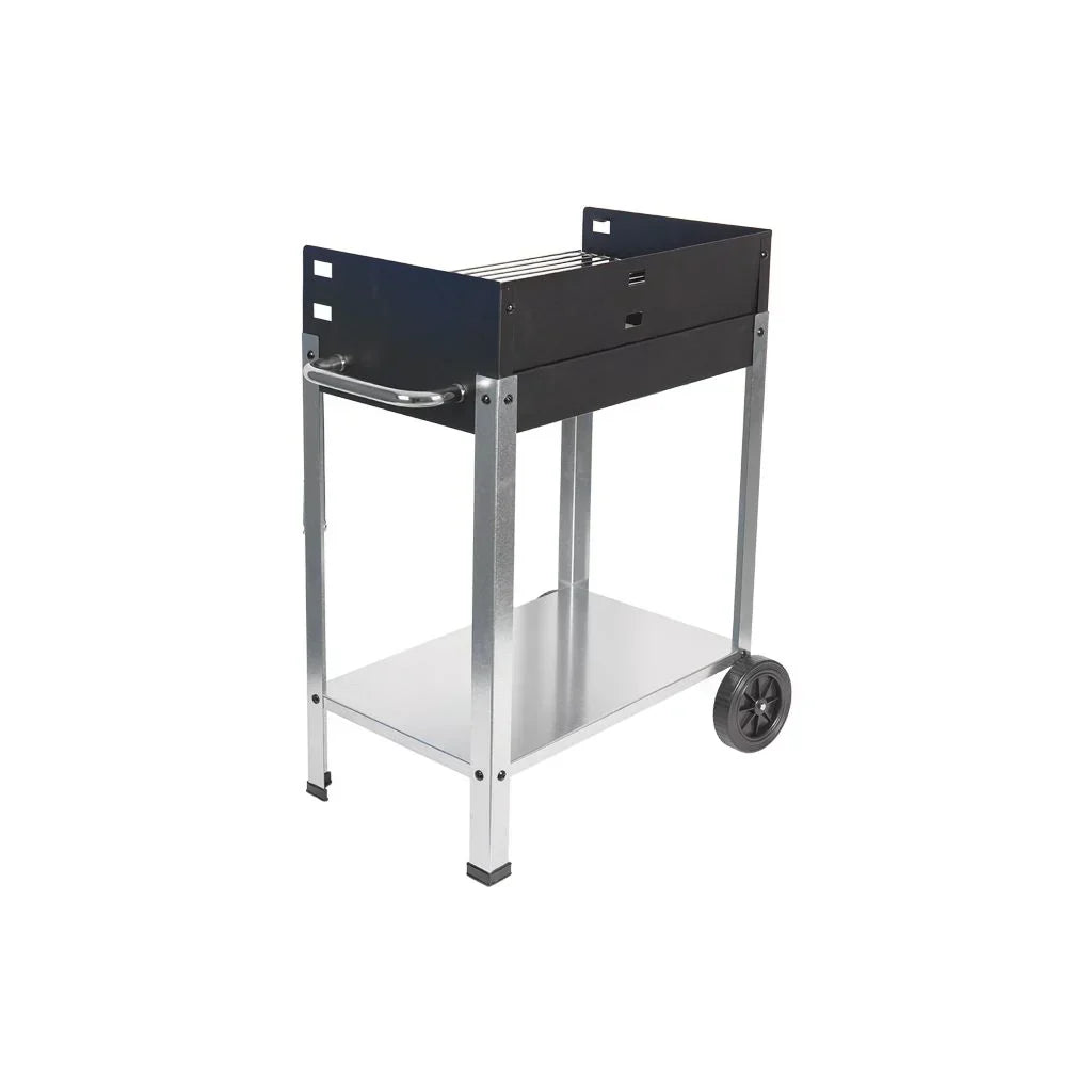Cofan Grill węglowy na kółkach | Regulowany ruszt | Z cegłą szamotową i uchwytem bocznym | Łatwy transport | Duża powierzchnia grillowania | Wymiary: 56,7 x 36 x 83 cm
