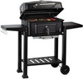 BBQ-Toro Kolgrillvagn med höjdjusterbar kolskål | Kolgrill med lock, Kolgrillvagn med termometer | Trägrill, rök, Kol, XXL-grill, stor kolgrill