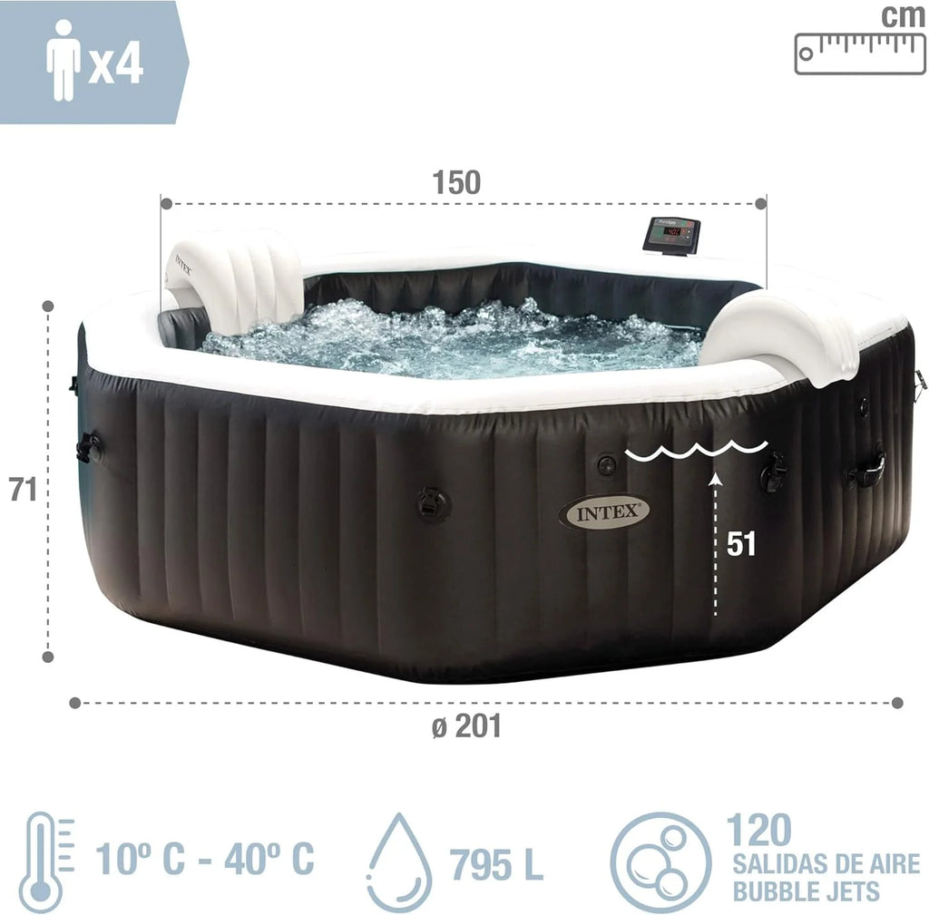 Intex Spa dmuchane ośmiokątne dla 4 osób, Deluxe z bąbelkami i dyszami wodnymi (55081)