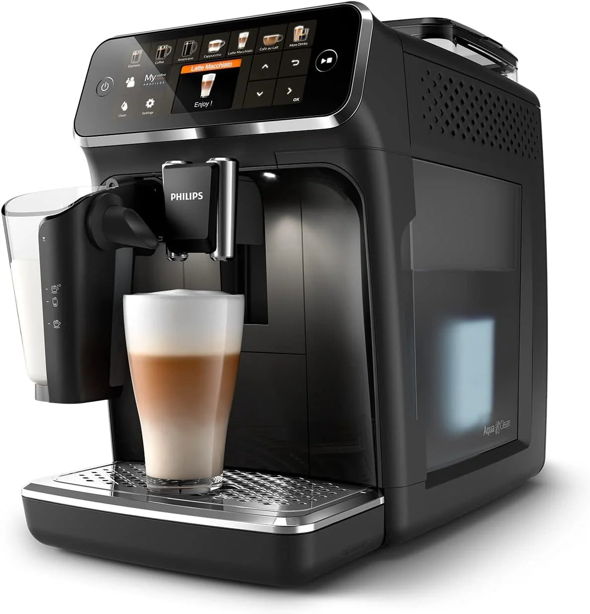 Ekspres automatyczny serii 5400 - system spieniania mleka LatteGo, 12 rodzajów kawy, intuicyjny wyświetlacz, 4 profile użytkowników, czarny (EP5441/50)