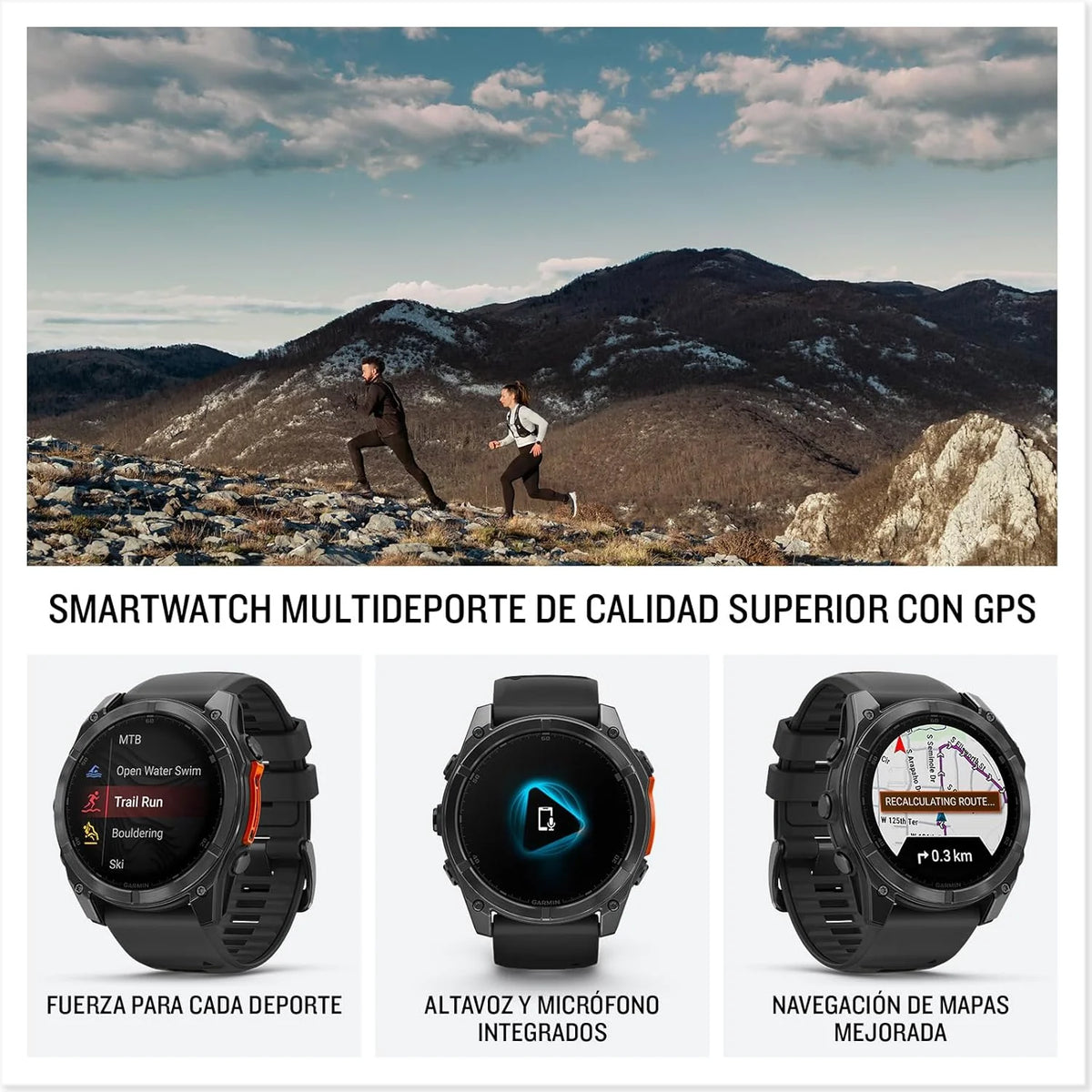 Garmin fēnix 8-51mm - Wysokowydajny multisportowy zegarek GPS z ekranem dotykowym AMOLED, latarką LED, wbudowanym głośnikiem i mikrofonem, mapami i do 29 dni pracy na baterii, czarny