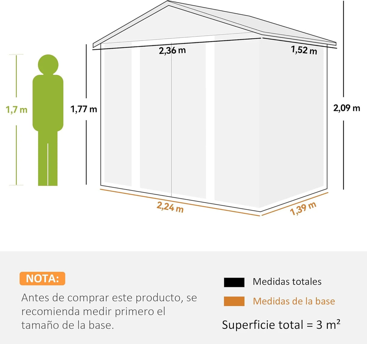 Outsunny Domek Ogrodowy Zewnętrzny 3 m² 235,7x152x208,7 cm Metalowa Szopa Ogrodowa Z 2 Drzwiami Przesuwnymi I 4 Oknami Do Przechowywania Narzędzi Efekt Naturalnego Drewna i Kawy