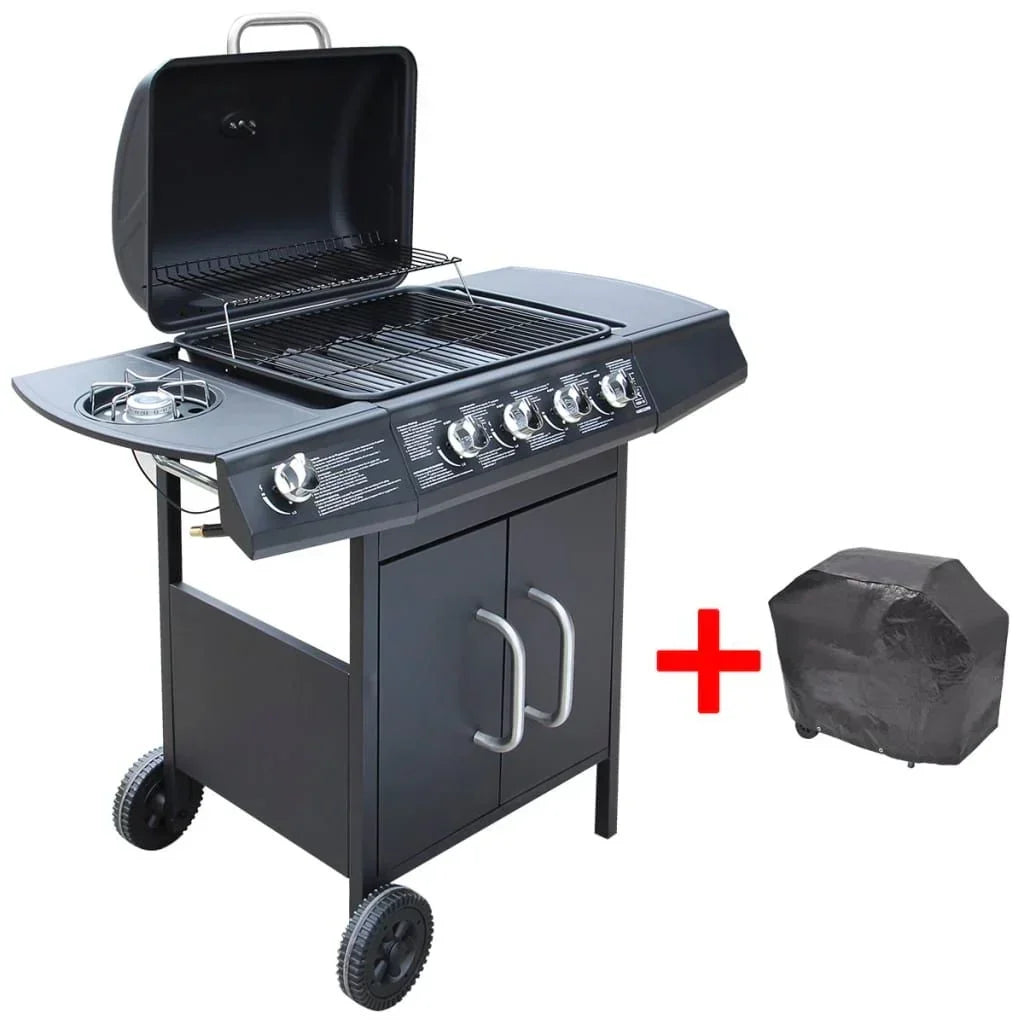 Grill Gazowy Barbacoa 4+1 Palniki Czarny Vidaxl