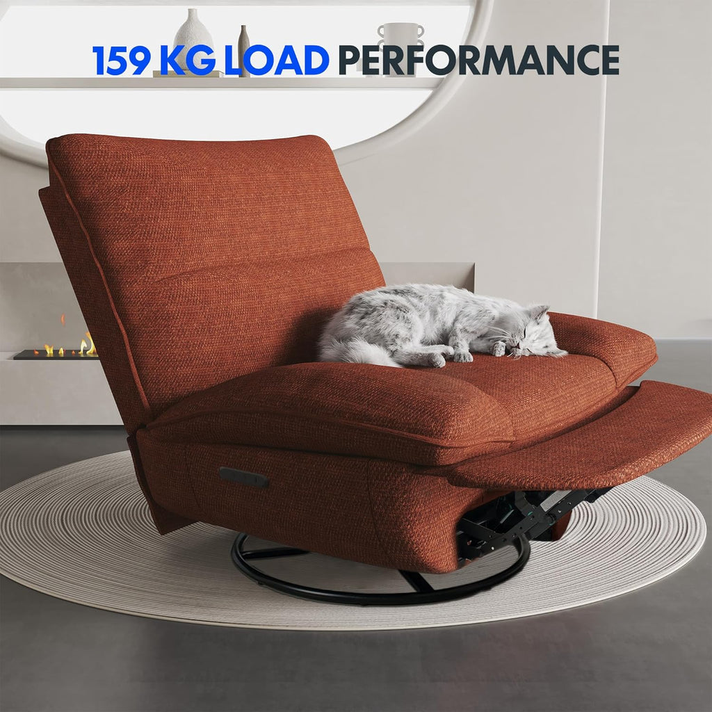 FLEXISPOT XC6 Fotel Relaxacyjny, Obrotowa Kanapa z Funkcją Bujania, Fotel TV z Regulowanym Oparciem, Rozkładany Fotel do Sypialni, Salonu i Kina Domowego (Beżowy)