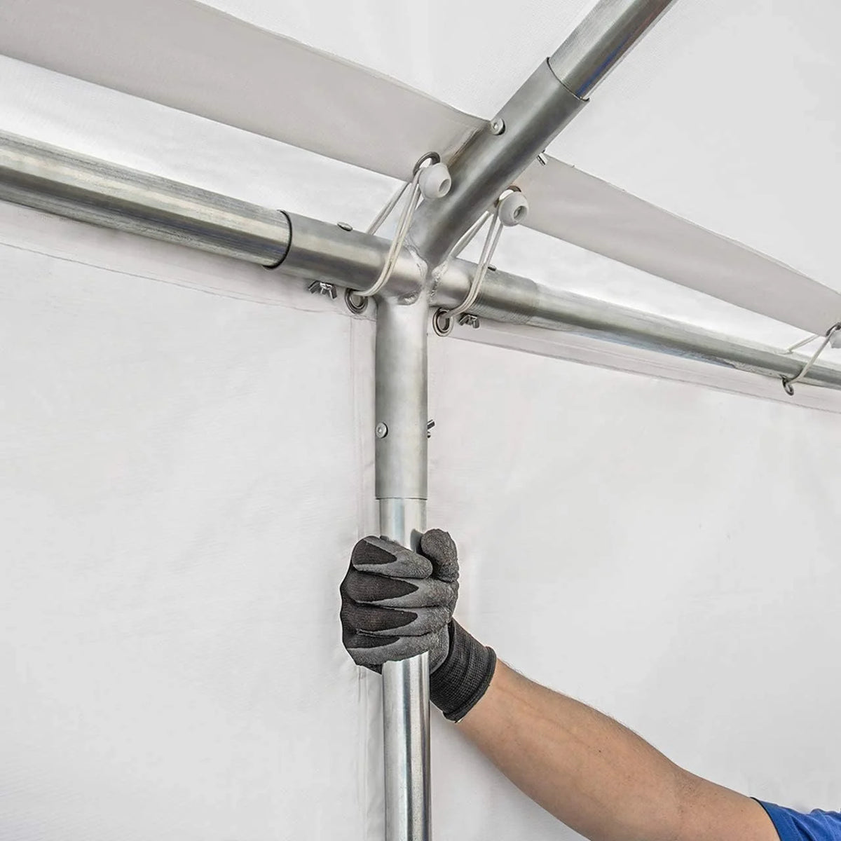 TOOLPORT Namiot magazynowy 5x10 m PVC 750 N Wodoodporny Szary Namiot Magazynowy ze Wzmocnioną Podstawą