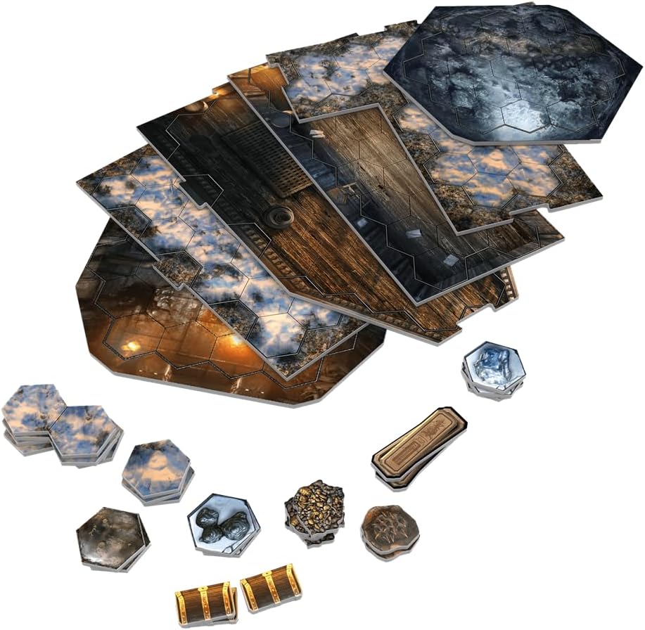 Cephalofair Games Frosthaven, kooperacyjna gra planszowa kampanijna, osadzona w mroźnym świecie, od 14 lat, 1-4 graczy, 30 minut gry na gracza, wersja hiszpańska