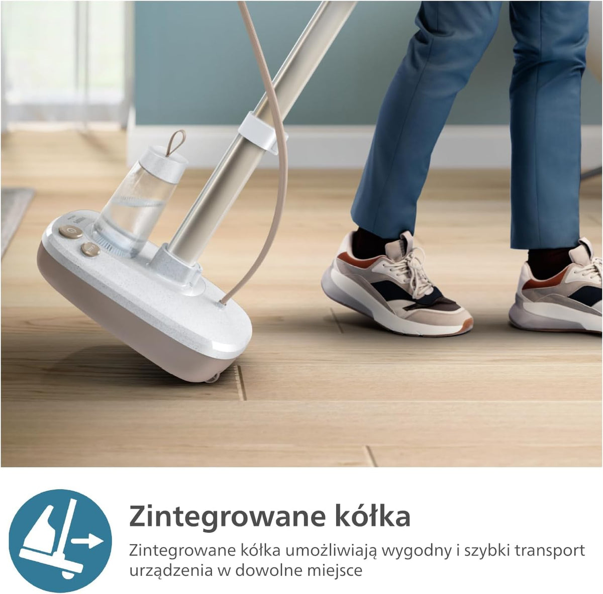 Philips All-in-One Zestaw do Prasowania 8500 – Deska z Regulacją Kąta, Technologia OptimalTEMP, Odłączana Podstawa, Zabija 99,9% Bakterii i Roztoczy, Ciemnoniebieski (AIS8530/20)
