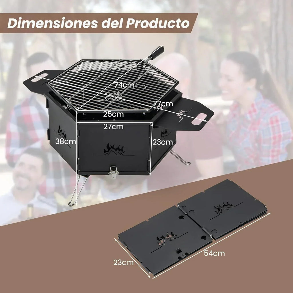 Barbacoa Carbon Grande Grill Węglowy I Na Drewno Z Składanym Korpusiem I Nóżkami Costway 77 X 74 X 38 Cm