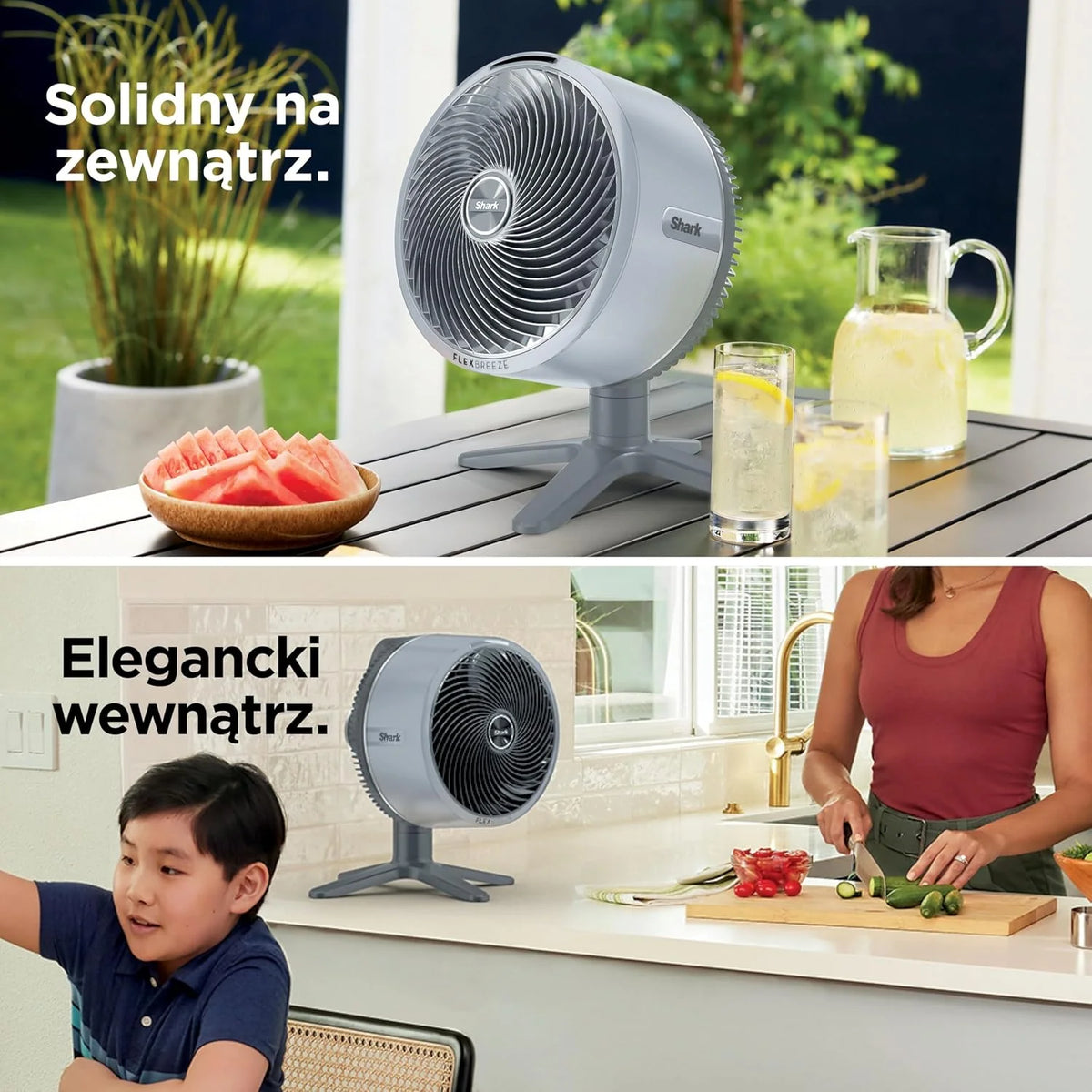 Shark FlexBreeze TableMate Akumulatorowy wentylator wewnętrzno-zewnętrzny, do 24 godz. pracy, wydajne chłodzenie, zasięg 20 m, cichy, 5 prędkości, oscylacja, zdalne sterowanie, zimna mgiełka, FA150EU
