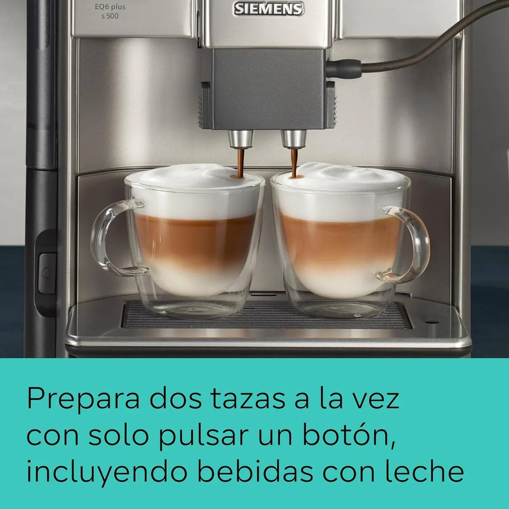 Siemens – Ekspres automatyczny EQ6 plus s500, aromaDouble Shot, autoMilk Clean, ceramDrive, Display CoffeeSelect, Czarny/Inox, TE655203RW