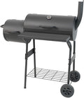 XXL grill na węgiel drzewny, przenośny, do użytku na zewnątrz, z pokrywką, offset, grill z kółkami i termometrem, idealny na piknik, do ogrodu, na kemping i tylną klapę