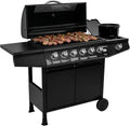 Amig - Grill gazowy Fireplus 3+1 8,4 kW - Czarna stal nierdzewna - Grill na kółkach Model GRILL-3F - Grill XXL z wózkiem i termometrem - 117x52x103cm - 4 palniki i boczna półka
