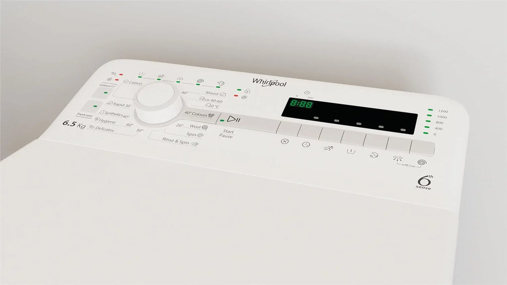 Whirlpool - Pralka ładowana od góry 6,5 kg TDLR 65230SS EU/N biała, 1200 obr./min, technologia 6. Zmysł i FreshCare, silnik uniwersalny, klasa energetyczna D