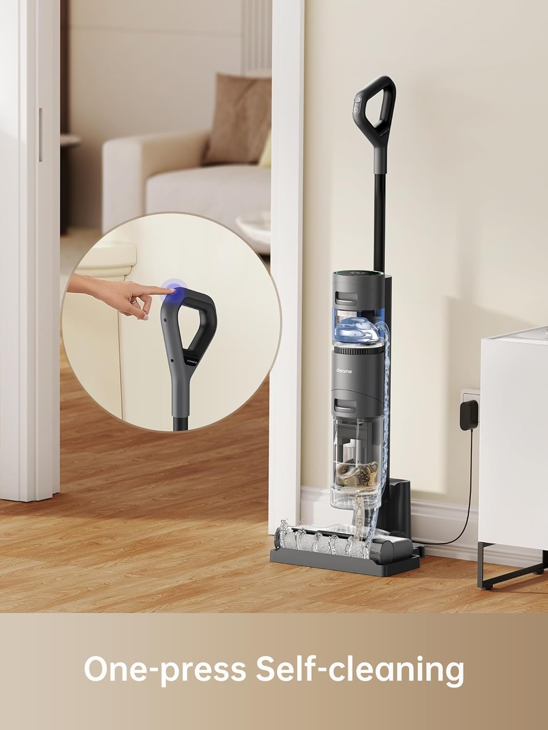 dreame H14 Pro odkurzacz na sucho i na mokro, płaska konstrukcja 180°, czyszczenie szczotki w temperaturze 60°C, suszenie w 5 min, automatyczne dozowanie roztworu, sterowanie aplikacją, 18 kPa