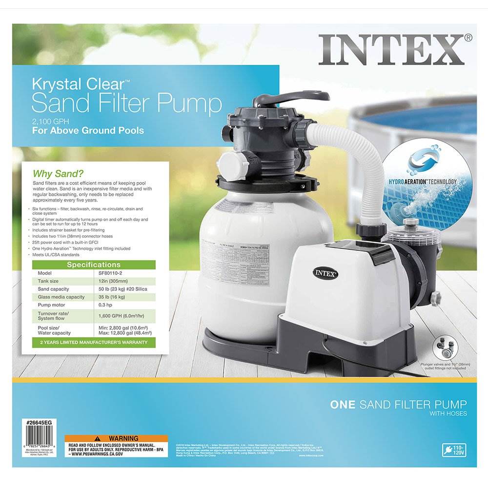 2025 Pompa filtrująca Intex 2100 GPH z filtrem piaskowym do basenów naziemnych z automatycznym odkurzaczem