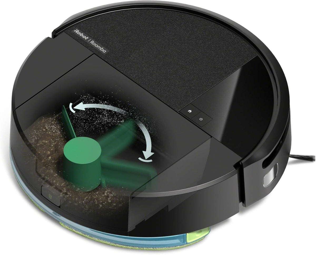 iRobot Roomba 205 DustCompactor Combo Robot - Automatycznie zagęszcza zanieczyszczenia wewnątrz robota do 60 dni - Clearview LiDAR - 7KPa - Ładuje i wznawia pracę - SmartScrub - Czarny