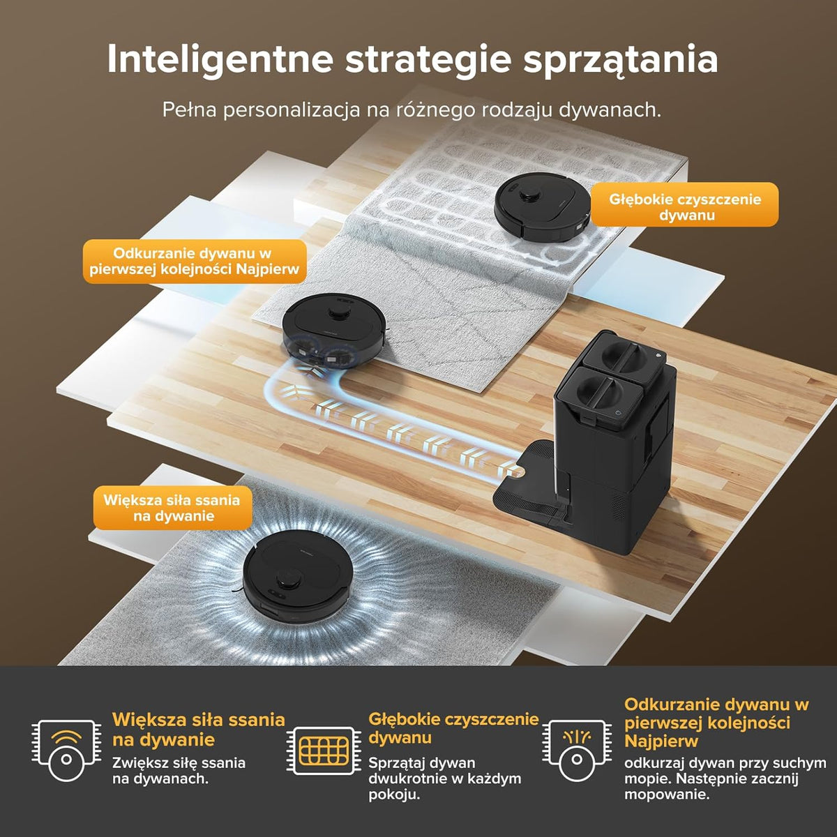 Roborock Q Revo, robot odkurzający, 8000Pa HyperForce, wielofunkcyjna stacja dokująca, mop obrotowy 200 obr./min z podnośnikiem 10 mm, zapobieganie splątaniu, unikanie przeszkód, mapowanie