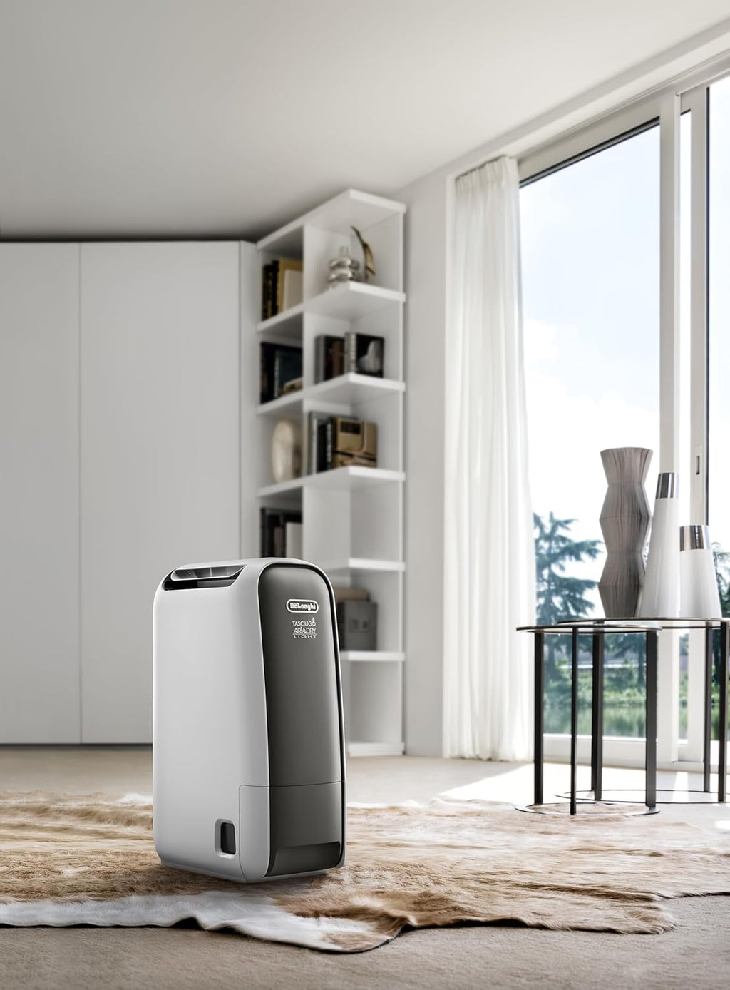 De'Longhi Tasciugo AriaDry Light DNS65, Déshumidificateur d'Air Maison, Enlève 6 litrów par Jour, Laundry Fonction, timer 8h, technologia Zéolithes, 34 decibels, 520 W, szary