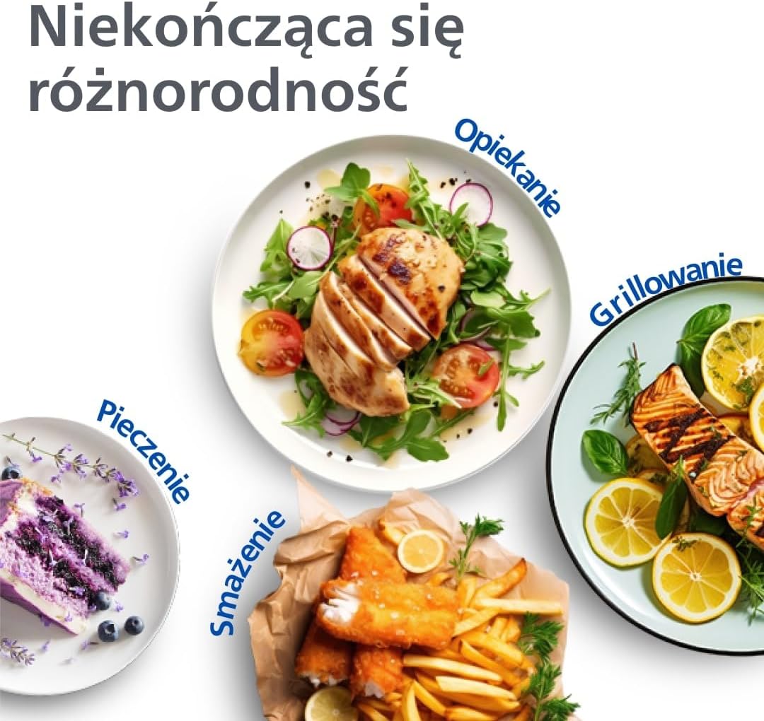 Philips Ovi Dual Basket z parą - Wyjątkowe funkcje gotowania Steamfry, Gotowania na parze, Airfry - 19 sposobów gotowania; pojemność 9L (3L + 6L), RapidAir Plus, automatyczne SteamClean (NA550/00)