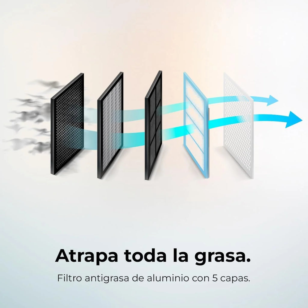 Okap dekoracyjny Cecotec 90 cm Flux Dt 908000 Glass Black A++. Czarne szkło, moc 800m3/h, silnik 210W, A++, sterowanie dotykowe, 3 poziomy + booster, sterowanie ruchem ręki