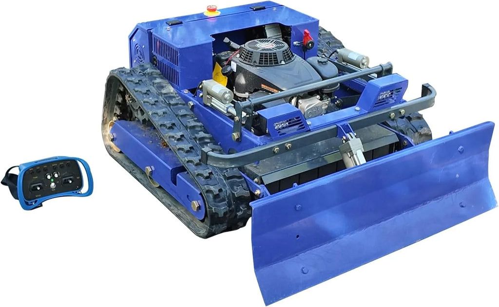 Robot Kosiarka, Kosiarka sterowana radiowo na gąsienicach – Wyposażona w lemiesz śnieżny – Hybryda 4x4 olejowo-elektryczna – do nierównego i nieoczyszczonego terenu