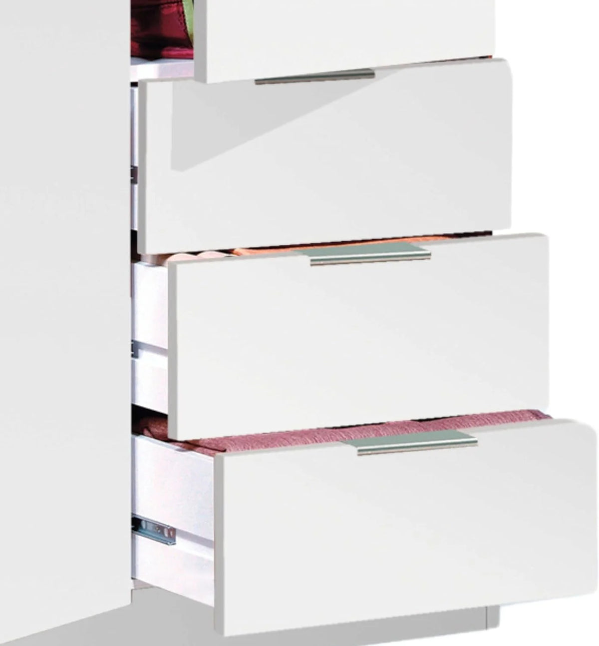 Szafa Habitdesign z trzema drzwiami i trzema szufladami, wykończenie białe arktyczne, wymiary: 121 cm (szer.) x 180 cm (wys.) x 52 cm (gł.)