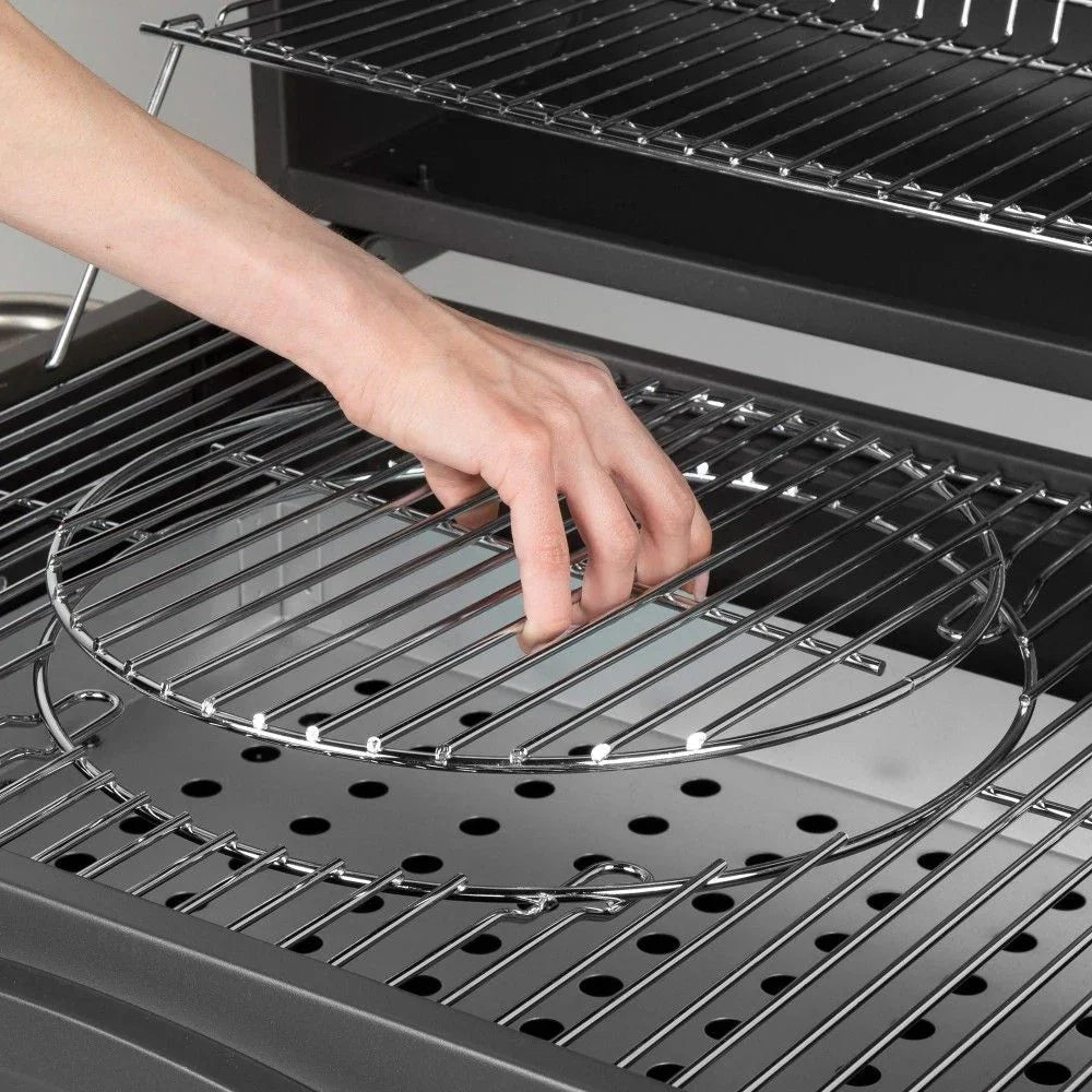 Grill Węglowy Przenośny Z Wędzarnią 102x65x104 Cm - Stal. Czarny