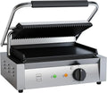 METRO Professional Płyta grillowa z grillem do panini GPG1202, stal nierdzewna, 43 x 36 x 20 cm, temperatura do 300°C, 45 panini na 60 minut, srebrna
