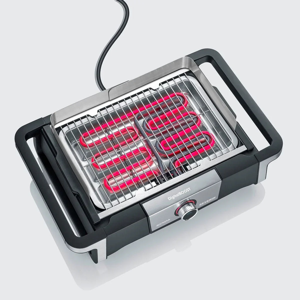 Severin Barbacoa Grill Elektryczny Z Cyfrowym Wyświetlaczem Oled Boost S Na Nóżkach Czarny Pg 8118