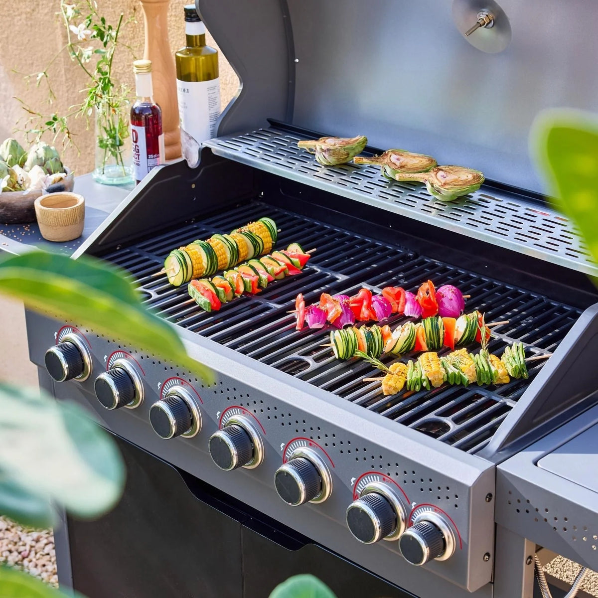 Grill gazowy Edmond czarny - 6 palników + 1 palnik boczny | Sweeek