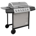 Grill Gazowy 6-Palnikowy Czarno-Srebrny Vidaxl