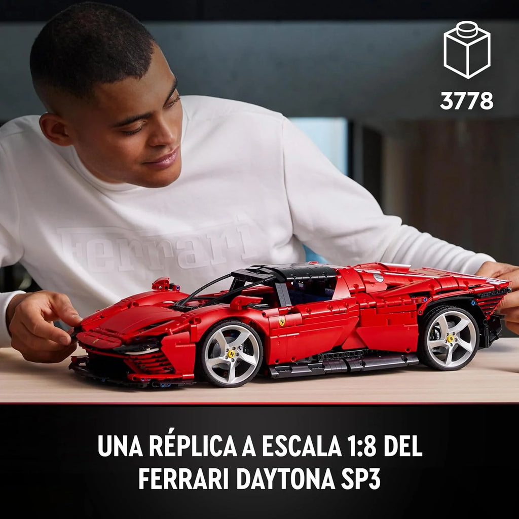 LEGO Technic Ferrari Daytona SP3, Czerwony Model Supersamochodu do Zbudowania, Skala 1:8, Kolekcjonerski Prezent dla Mężczyzn i Kobiet, Ostateczny Koncept Samochodu 42143
