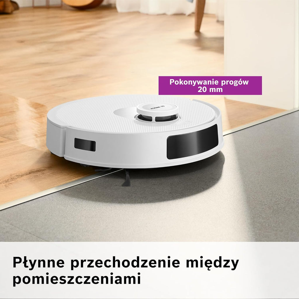Bosch Spotless+ Robot sprzątający z funkcją mopowania, moc ssania 11 000 Pa, statyczna nakładka mopującą, stacja czyszczącą, nawigacją Smart Vision, aplikacja Bosch Home Connect, BCRD1W, biały