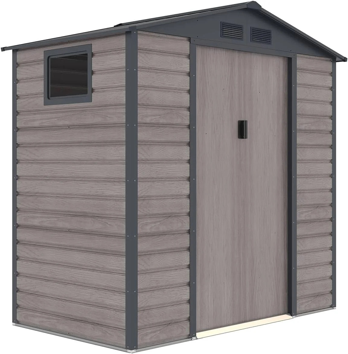 Garaż blaszany Gardiun Surrey 2,71 m2, wymiary zewnętrzne 213x127x211 cm, stalowy, z bocznym oknem i efektem drewna