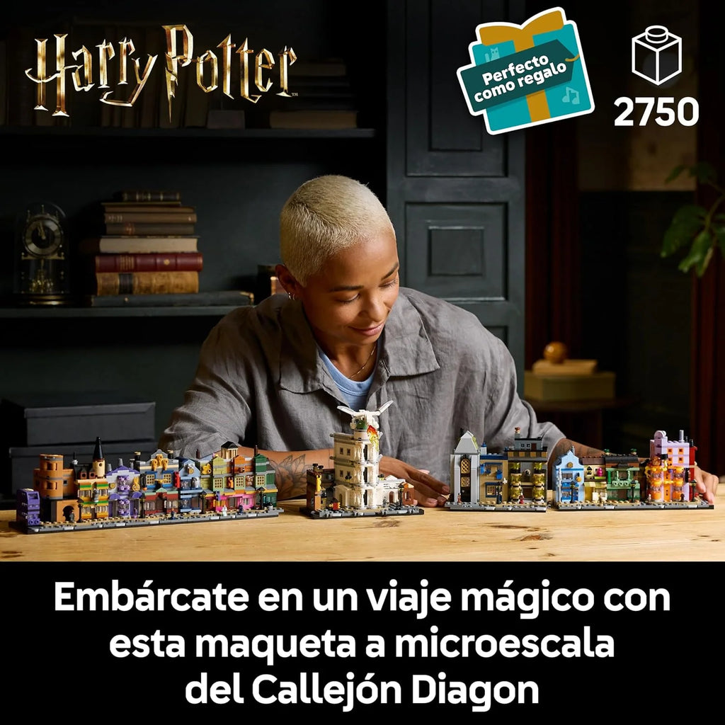 Harry Potter Magiczne Sklepy z Ulicy Pokątnej, Zestaw z Makietą dla Dorosłych i 12 Mikrofigurek Kolekcjonerskich, Błędny Rycerz, Prezent dla Kobiet i Mężczyzn, Dekoracja do Sypialni, Zestaw Magii 76444