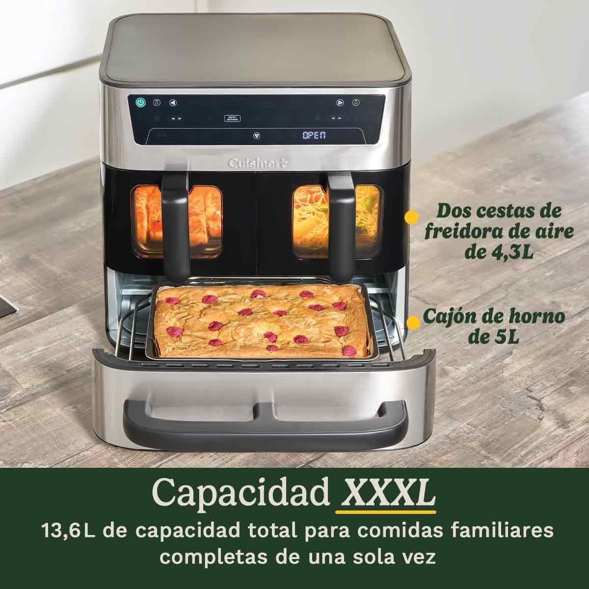 Frytkownica beztłuszczowa i piekarnik Cuisinart Tri Zone 13,6 l, bez PFAS | 3 strefy | 2 kosze 4,3 l + piekarnik 5 l | 9 funkcji: smażenie, pieczenie, grillowanie, opiekanie, podgrzewanie, suszenie, pizza, tostowanie, tryb ręczny