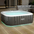 Dmuchane spa Arebos | Jacuzzi | 185 x 185 cm | dla 6 osób | świecąca taśma LED | 130 dysz masujących | 910 litrów | w zestawie pokrywa | masaż bąbelkowy i relaks