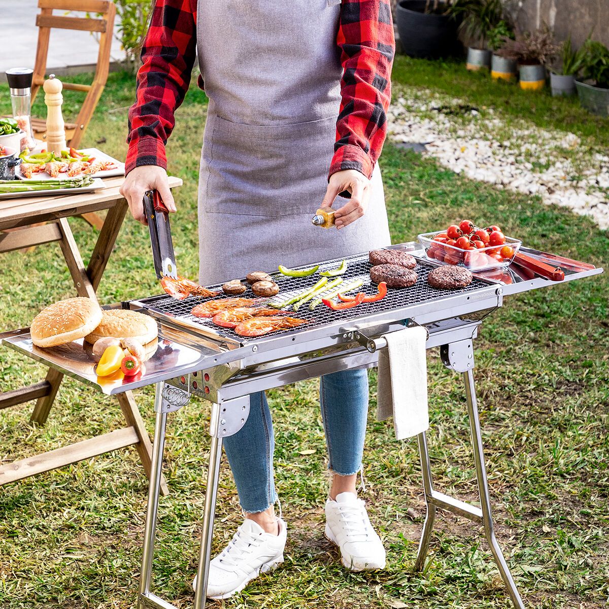 Innowacyjny składany grill węglowy Innovagoods ze stali nierdzewnej