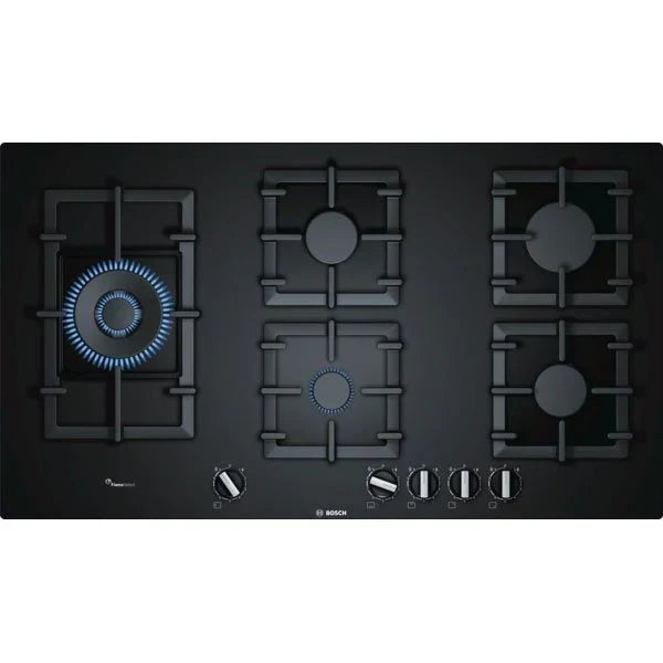 Płyta Gazowa Bosch PPS9A6B90 Seria 6 – 90 cm Czarne Szkło Hartowane