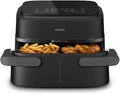Philips Airfryer 5000 Serii Dual Basket z Technologią Air Steam oraz RapidAir Plus - pojemność 9L, 19 sposobów gotowania, 90% mniej tłuszczu, 2 kosze, czyszczenie parą, akcesoria (NA550/00)(7.2L)