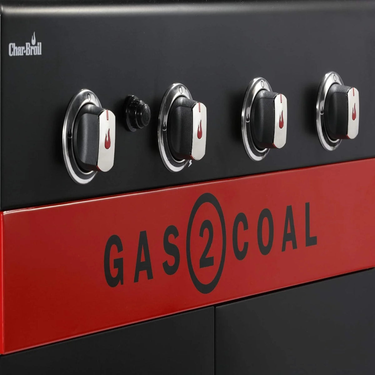 Char-Broil Grill Gazowy Gas2Coal 2.0 440 - 4-palnikowy grill hybrydowy z 2 opatentowanymi tackami na węgiel, 2 dużymi drzwiami - Idealny do gotowania na zewnątrz, do ogrodu i na patio
