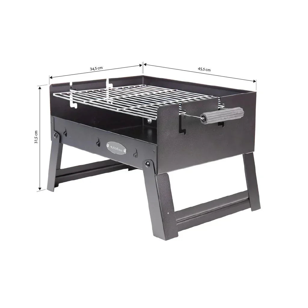Cofan Przenośny Grill Węglowy | Chromowany Ruszt Stalowy | Składany Grill | Z Uchwytami Bocznymi | Idealny Na Kemping, Do Ogrodu I Na Taras | Wymiary: 45,5 X 34,5 X 31,5 Cm