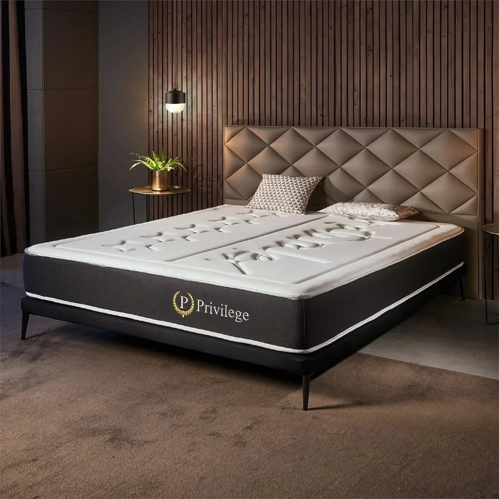 Naturalex - Materac Privilege Premium 150 x 190 cm - Wysokość 30 cm - Pianka termoelastyczna AeraPur HQ i Blue Latex - 7 stref komfortu, optymalna wentylacja, dopasowujący się - Certyfikat Oeko-Tex