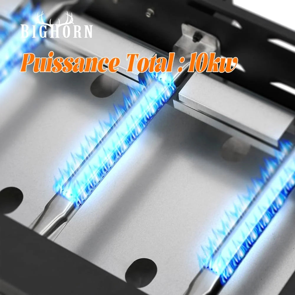 BIGHORN Plancha Grill - Grill gazowy – Stołowy – Przenośny – 4 Palniki