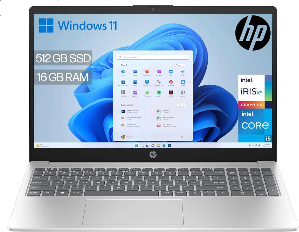 HP 15-fd0163ns - Laptop 15,6" Full HD (Intel Core i5-1334U, 16GB RAM, 512GB SSD, Intel Iris Xe Graphics, Windows 11) Srebrny - Klawiatura QWERTY Hiszpańska